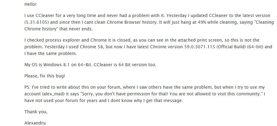 ccleaner bug nu mai termina de curatat